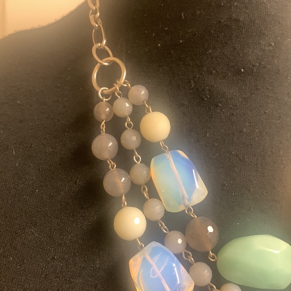 Lia Sophia 3 Strand Stone Necklace with gray pearls, 21” - Picture 5 of 9